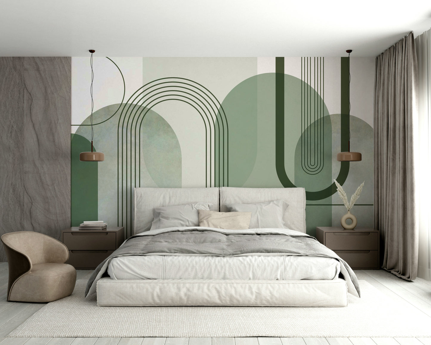 Sage Green Archways Wall Mural