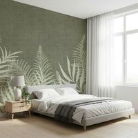 Elegant fern print wall mural, perfect for bedroom or living space.