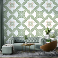 Close-up of classic sage tile pattern

