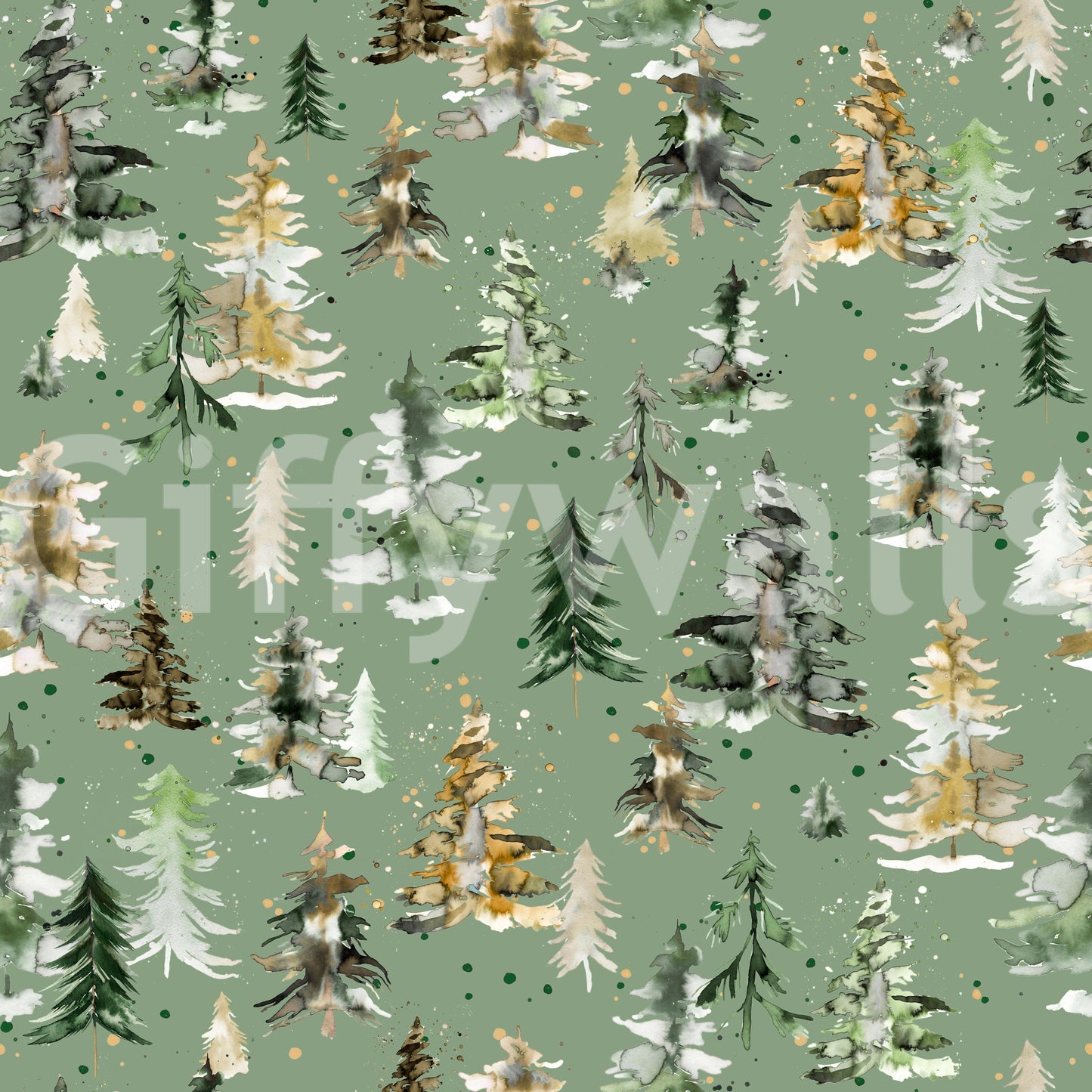 Minimal forest mural with soft botanical elements.


