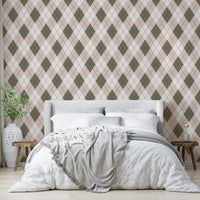 The colors are a soft sage green and a pale baby pink.

