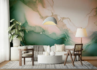 Wall mural featuring sage and rose mineral patterns adding calm elegance to modern spaces.