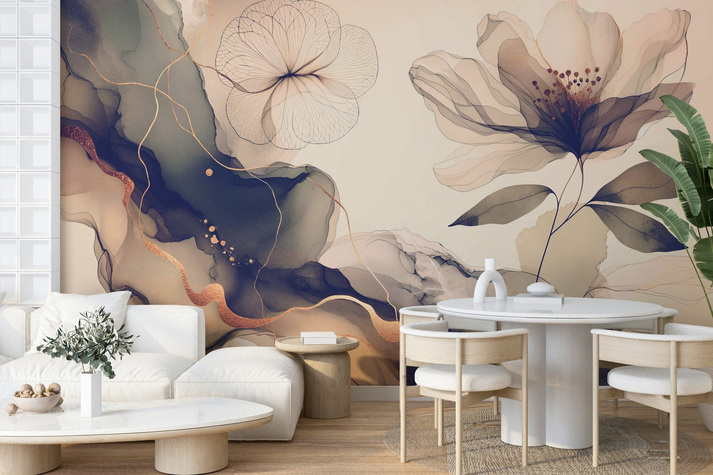 A sophisticated floral wallpaper
