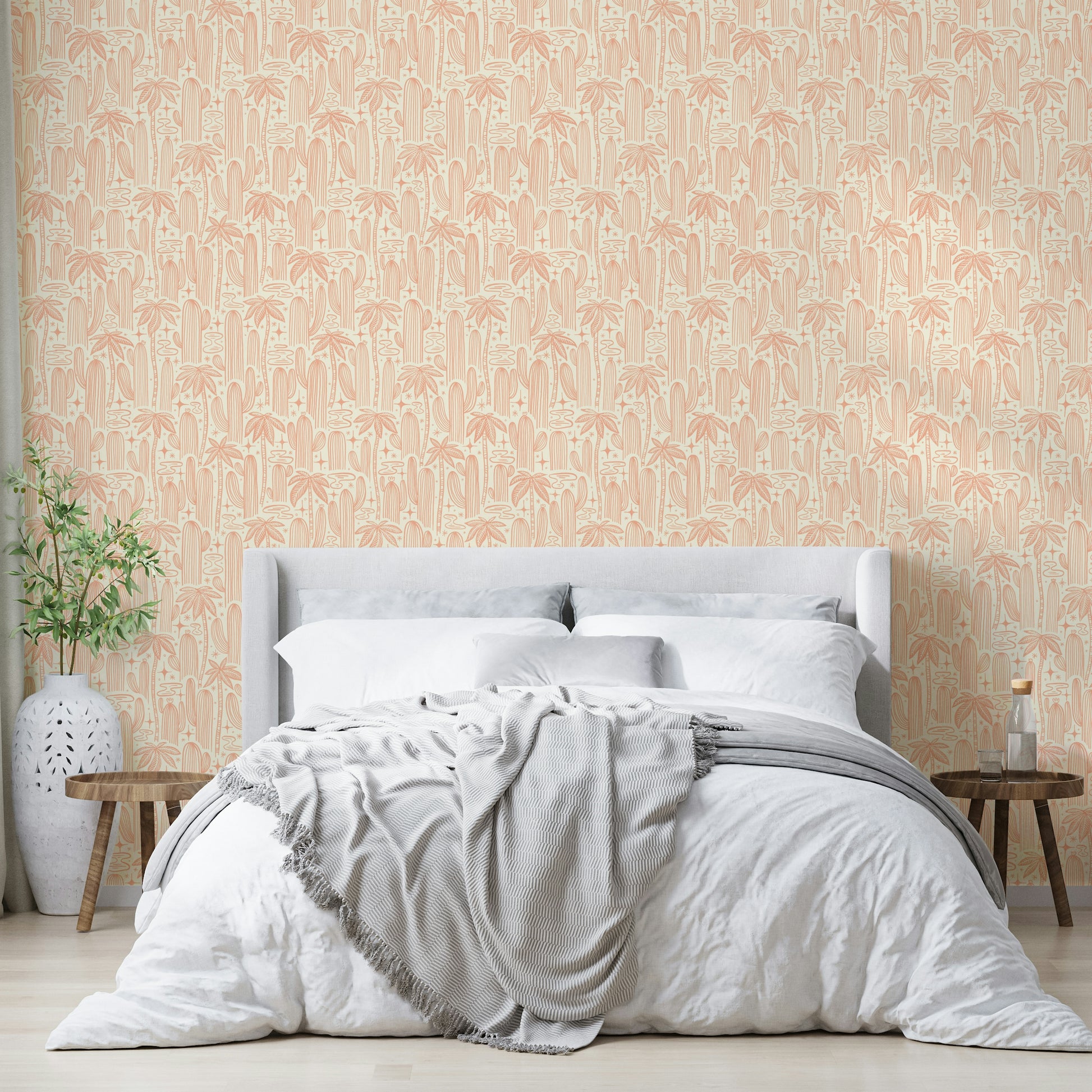 Western desert wallpaper in offwhite and beige


