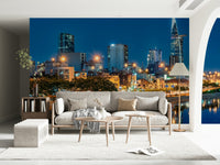 Ho Chi Minh City night skyline wall mural for living room accent wall