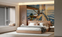 Sailing-inspired mural for entryway, coastal style with calm water backdrop