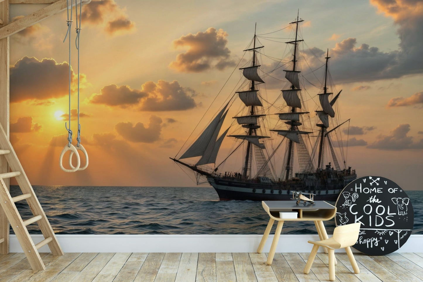 A sample shot of the Sailing at Dusk mural.

