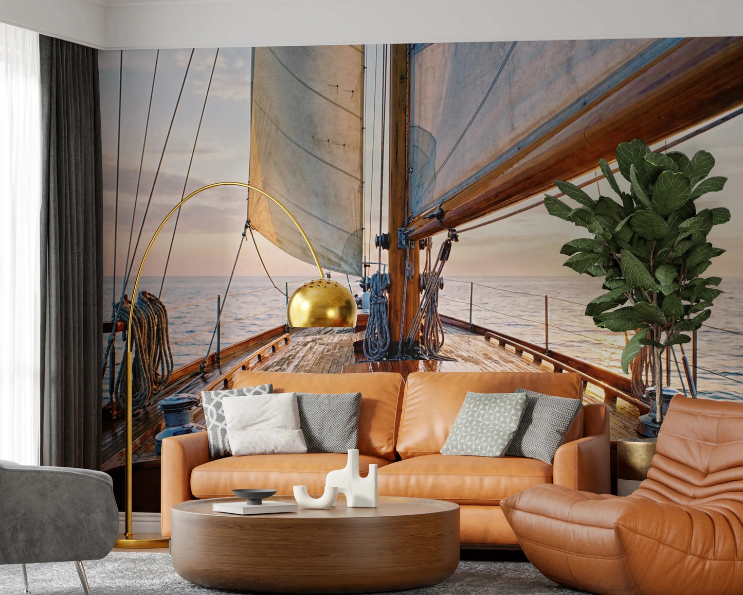 Sailing at Sunset Wall Mural