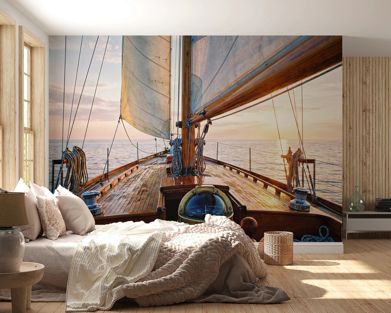 Sailing at Sunset Wall Mural