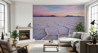 Matte finish wall mural of salt flats, ideal for modern living rooms.