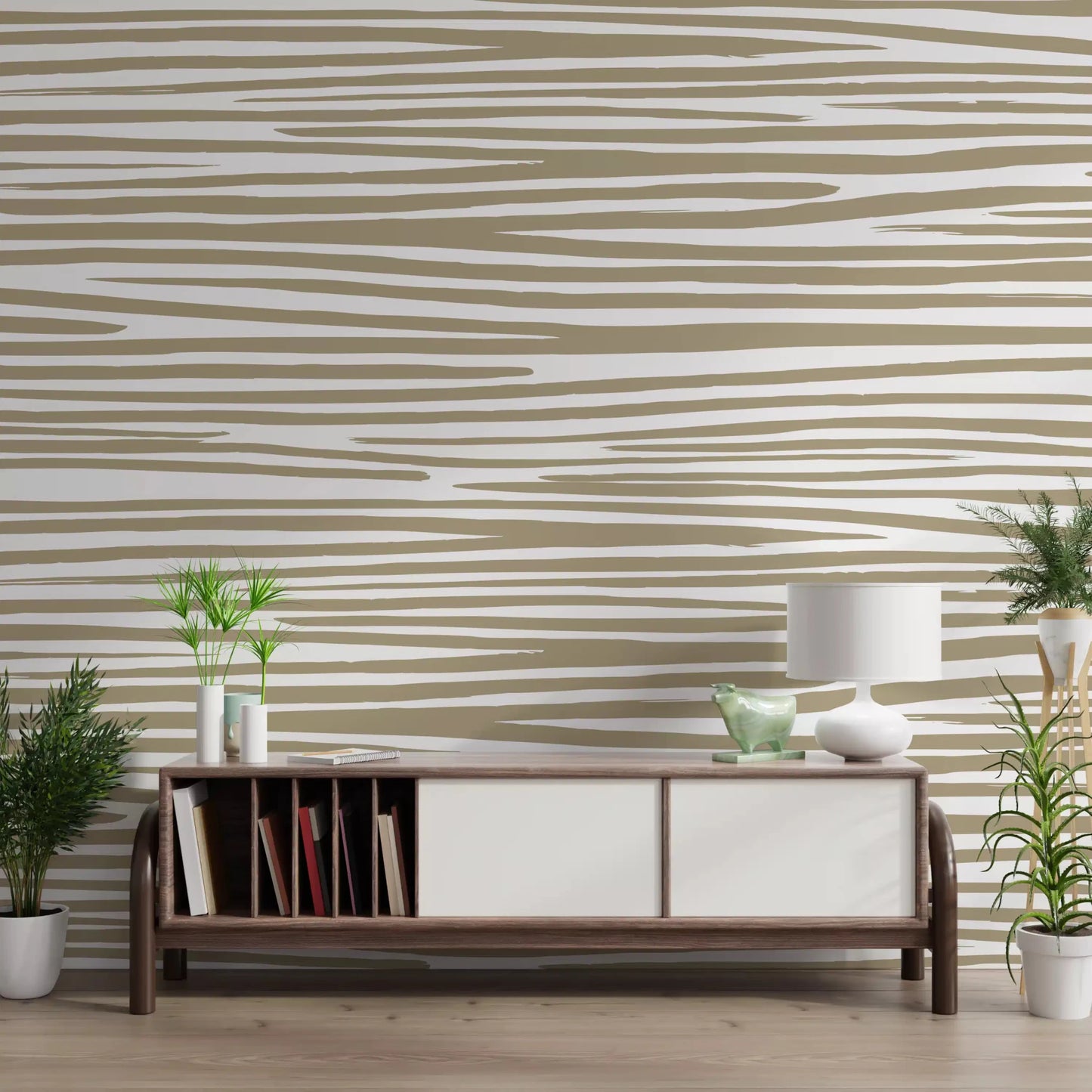 Neutral earth tone Sand Stripe Flow Wall Mural for hallway