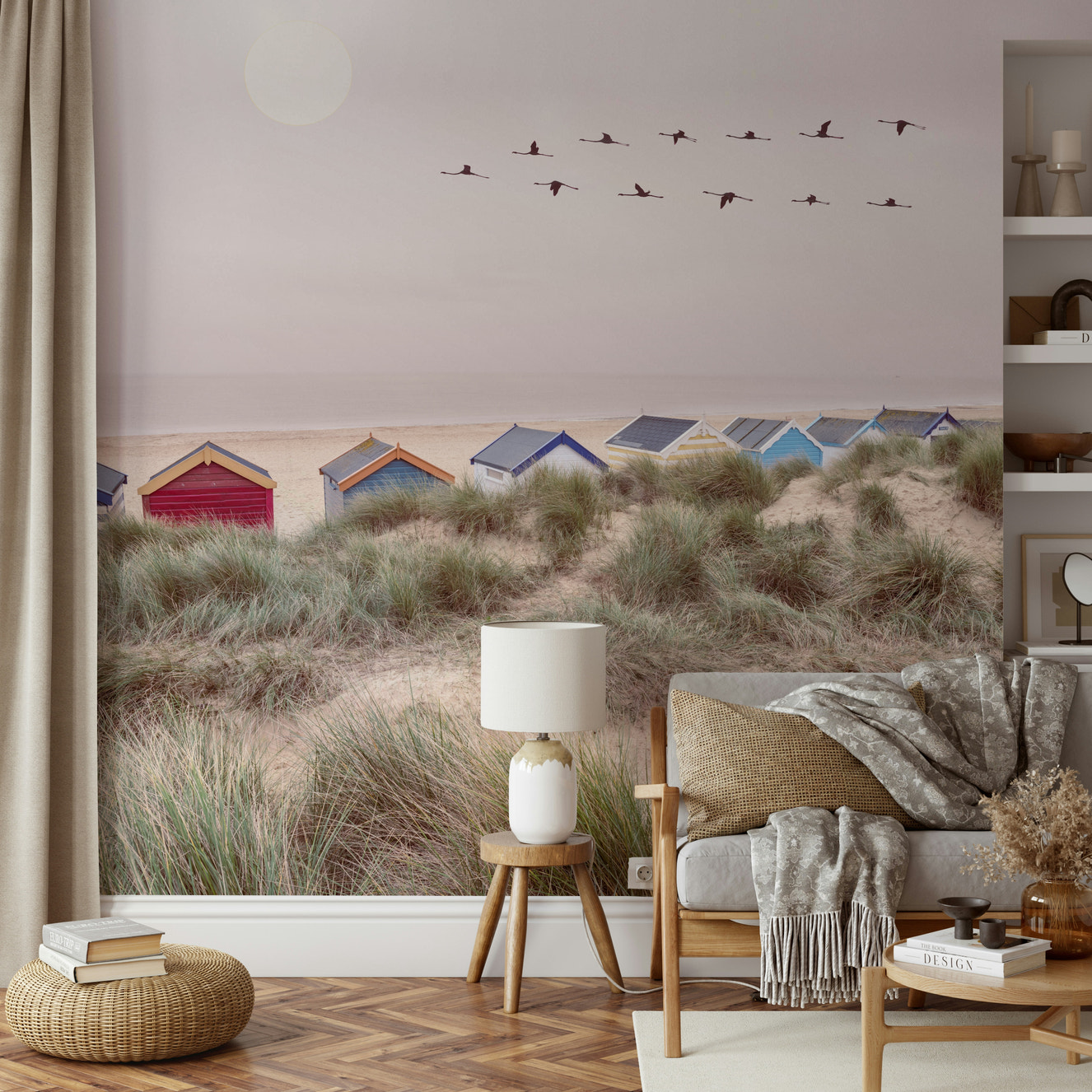 Sandy Shore Escape mural bringing a beachy vibe to your space.

