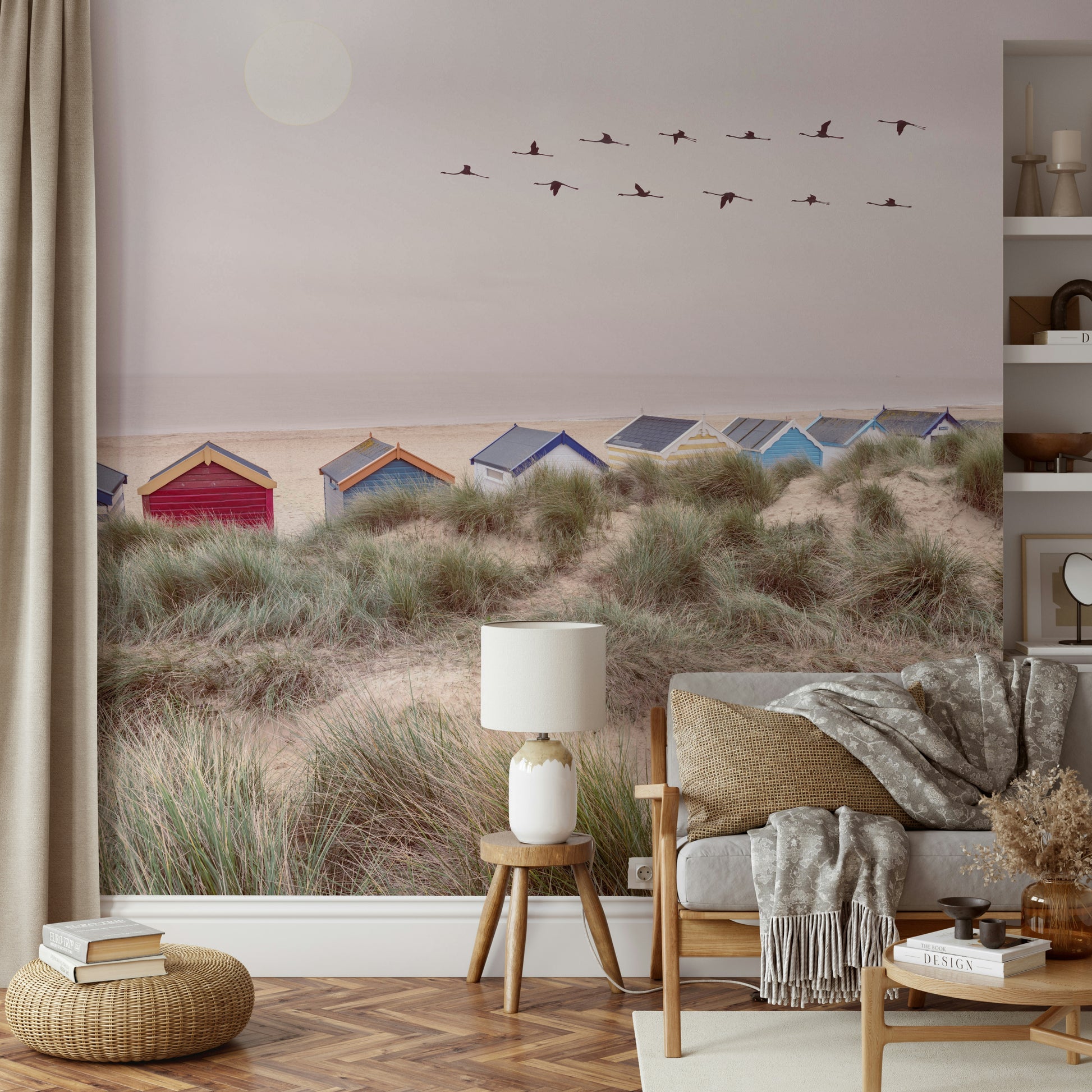 Sandy Shore Escape mural bringing a beachy vibe to your space.

