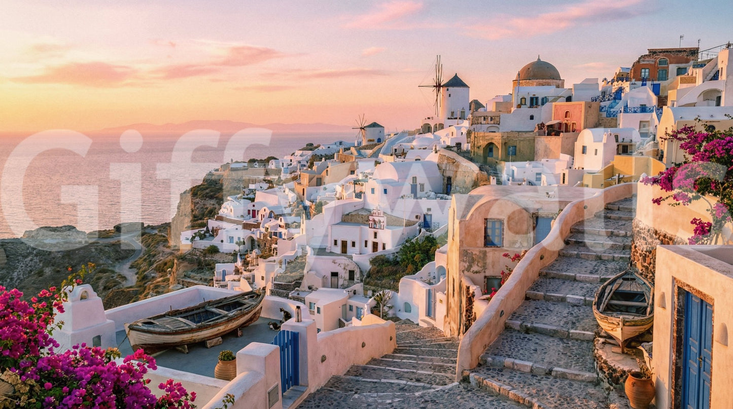Santorini Sunset Wall Mural