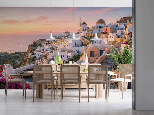 Santorini Sunset Wall Mural