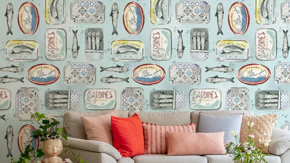 Small sardine tins vintage pattern

