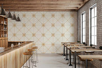 Sashiko Hana - Goshi - Latticed Flower Stitch Gold Wallpaper⁠