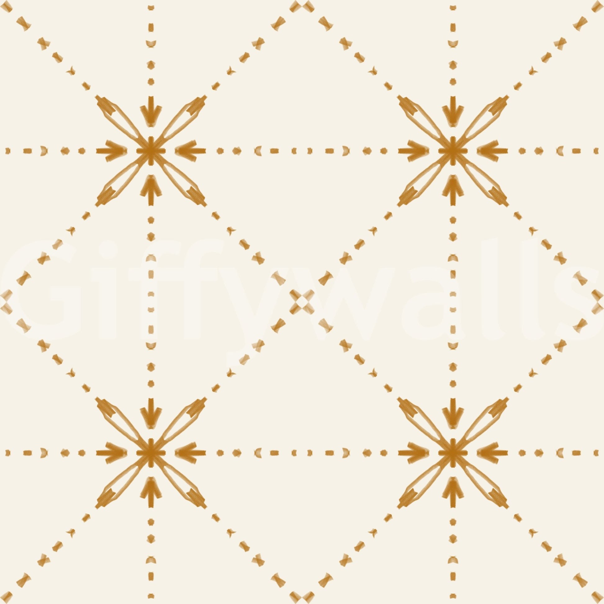 Sashiko Hana - Goshi - Latticed Flower Stitch Gold Wallpaper⁠