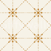 Sashiko Hana - Goshi - Latticed Flower Stitch Gold Wallpaper⁠