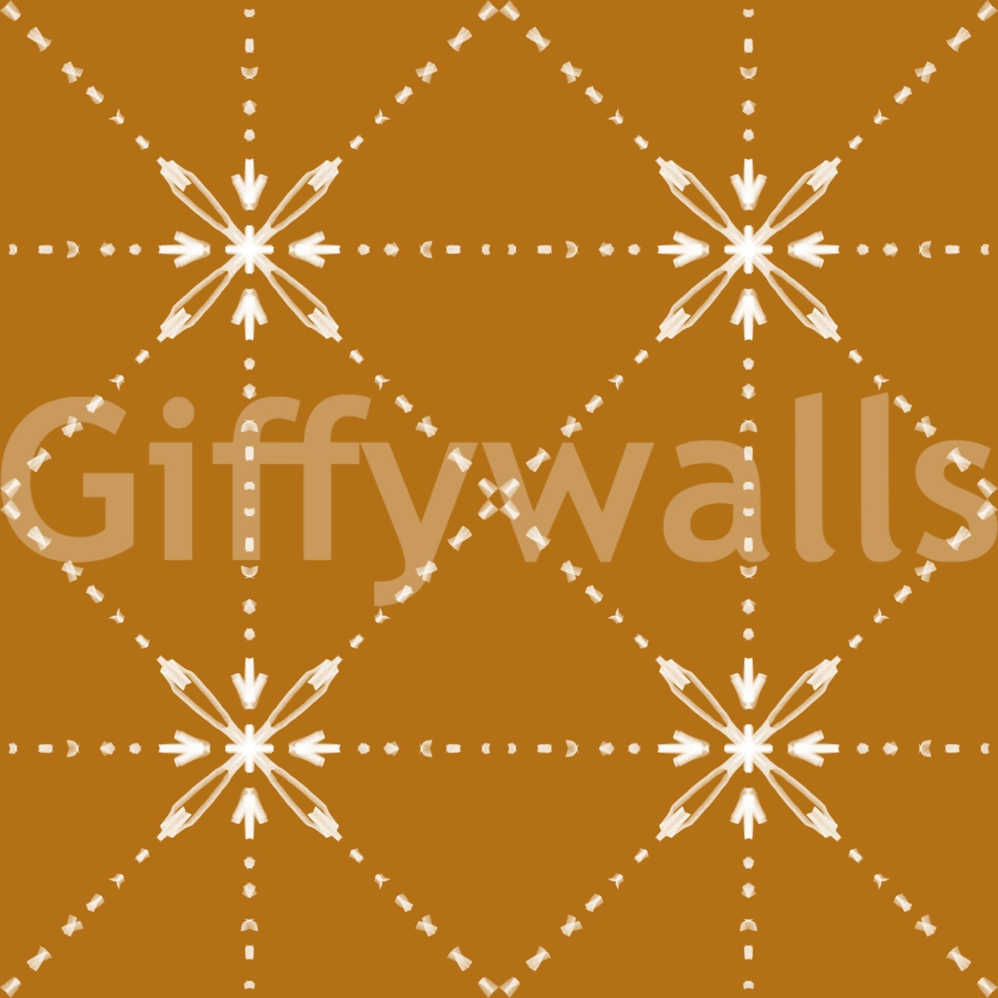 Sashiko Hana - Goshi - Latticed Flower Stitch On Gold Wallpaper⁠