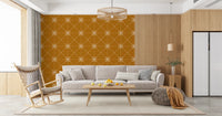 Sashiko Hana - Goshi - Latticed Flower Stitch On Gold Wallpaper⁠