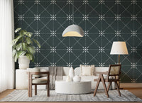 Sashiko Hana - Goshi - Latticed Flower Stitch On Outer Space Wallpaper⁠