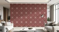 Sashiko Hana - Goshi - Latticed Flower Stitch On Terracotta Wallpaper⁠