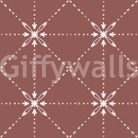 Sashiko Hana - Goshi - Latticed Flower Stitch On Terracotta Wallpaper⁠
