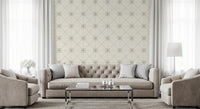 Sashiko Hana - Goshi - Latticed Flower Stitch Sage Wallpaper⁠