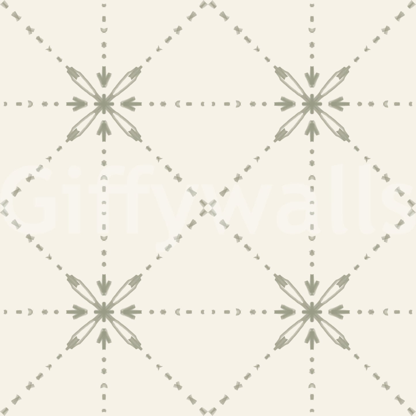 Sashiko Hana - Goshi - Latticed Flower Stitch Sage Wallpaper⁠