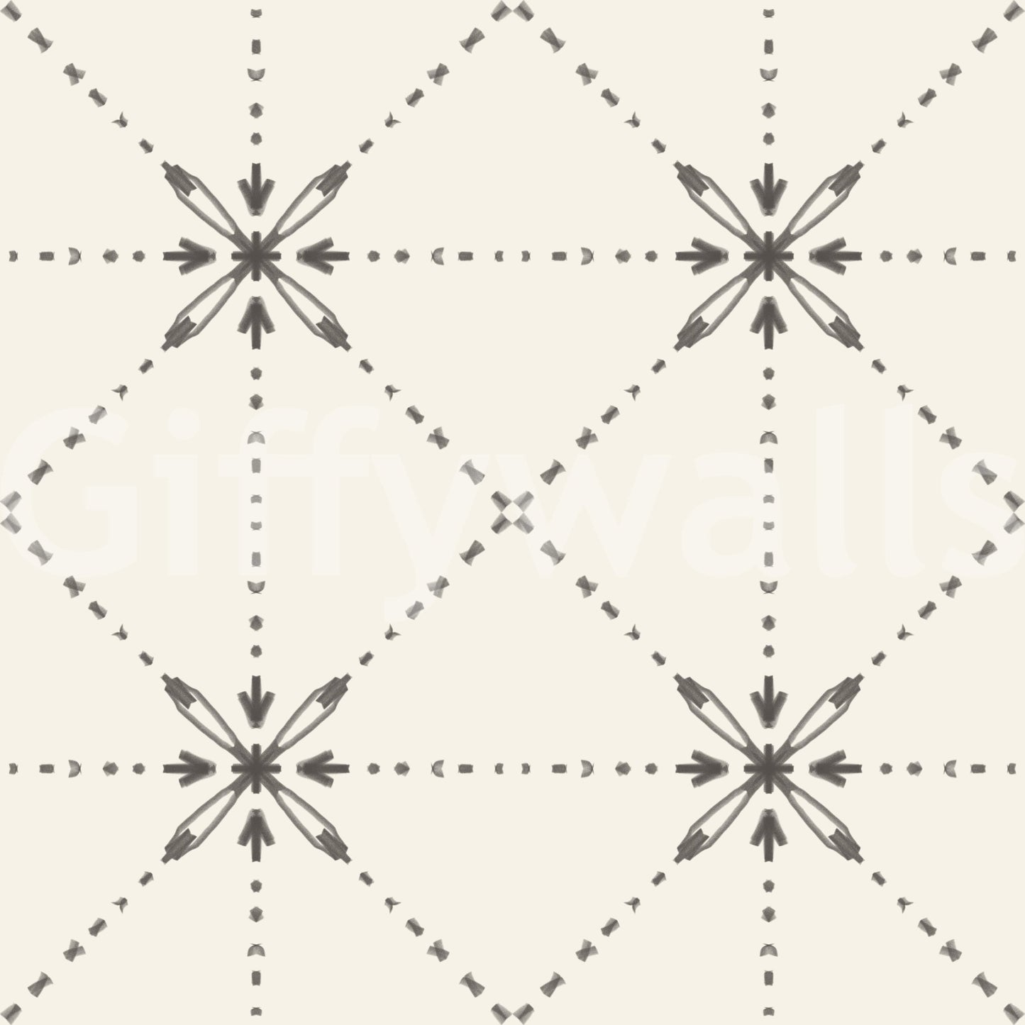 Sashiko Hana - Goshi - Latticed Flower Stitch Silhouette Wallpaper⁠