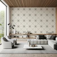 Sashiko Hana - Goshi - Latticed Flower Stitch Silhouette Wallpaper⁠