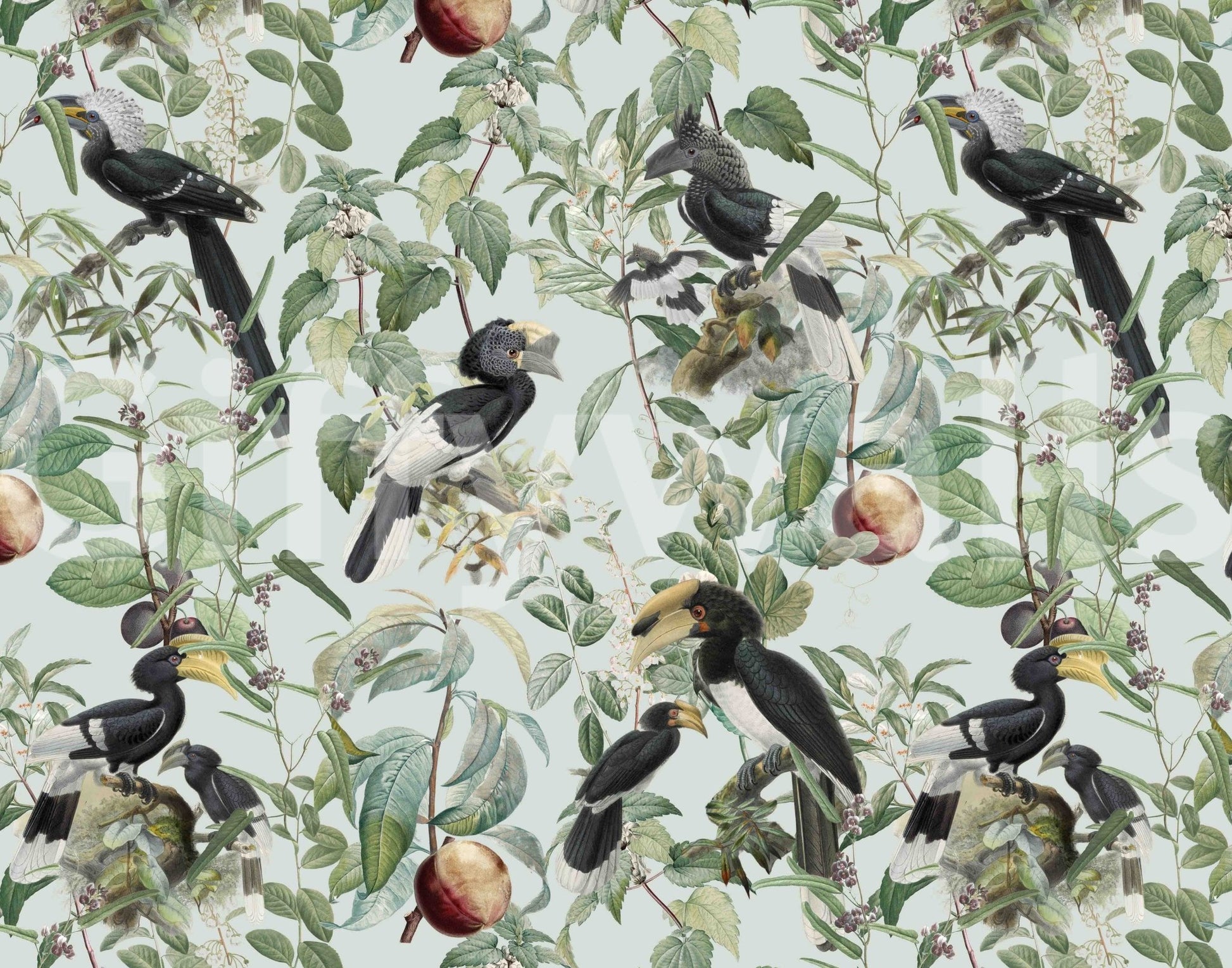 Hand-drawn safari wallpaper with animal patterns

