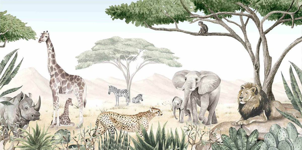 Savannah Jive Mural peel and stick Wallpaper in your room — zoomed