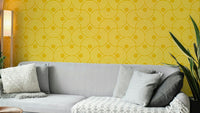 The colors are soft, muted tones of yellow, gold, and white.

