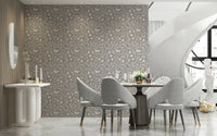 Scandinavian or Folk Bird Botanical Theme wall mural with perched birds

