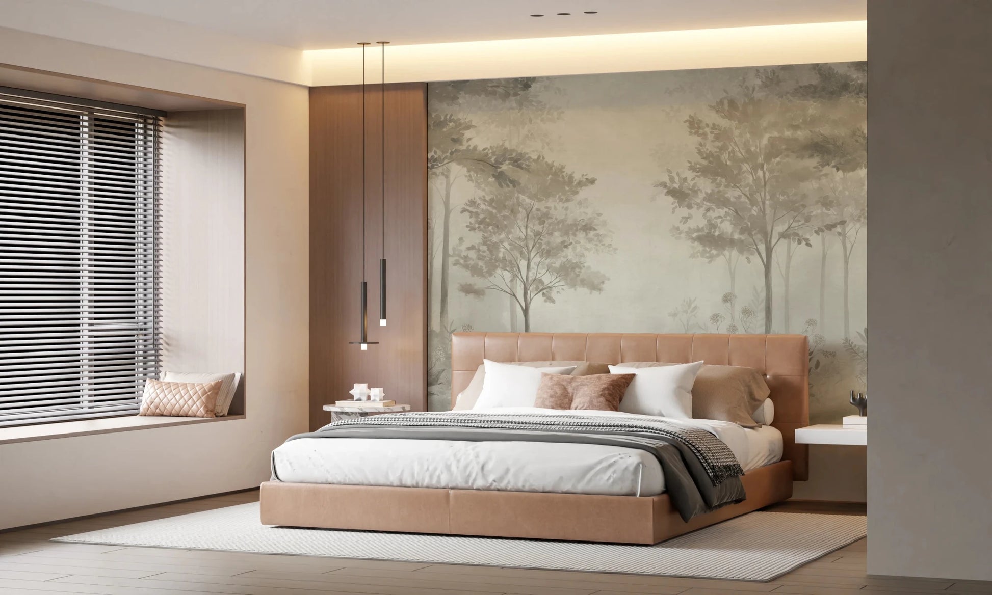 Scandinavian forest – Dusty Green Wall Mural