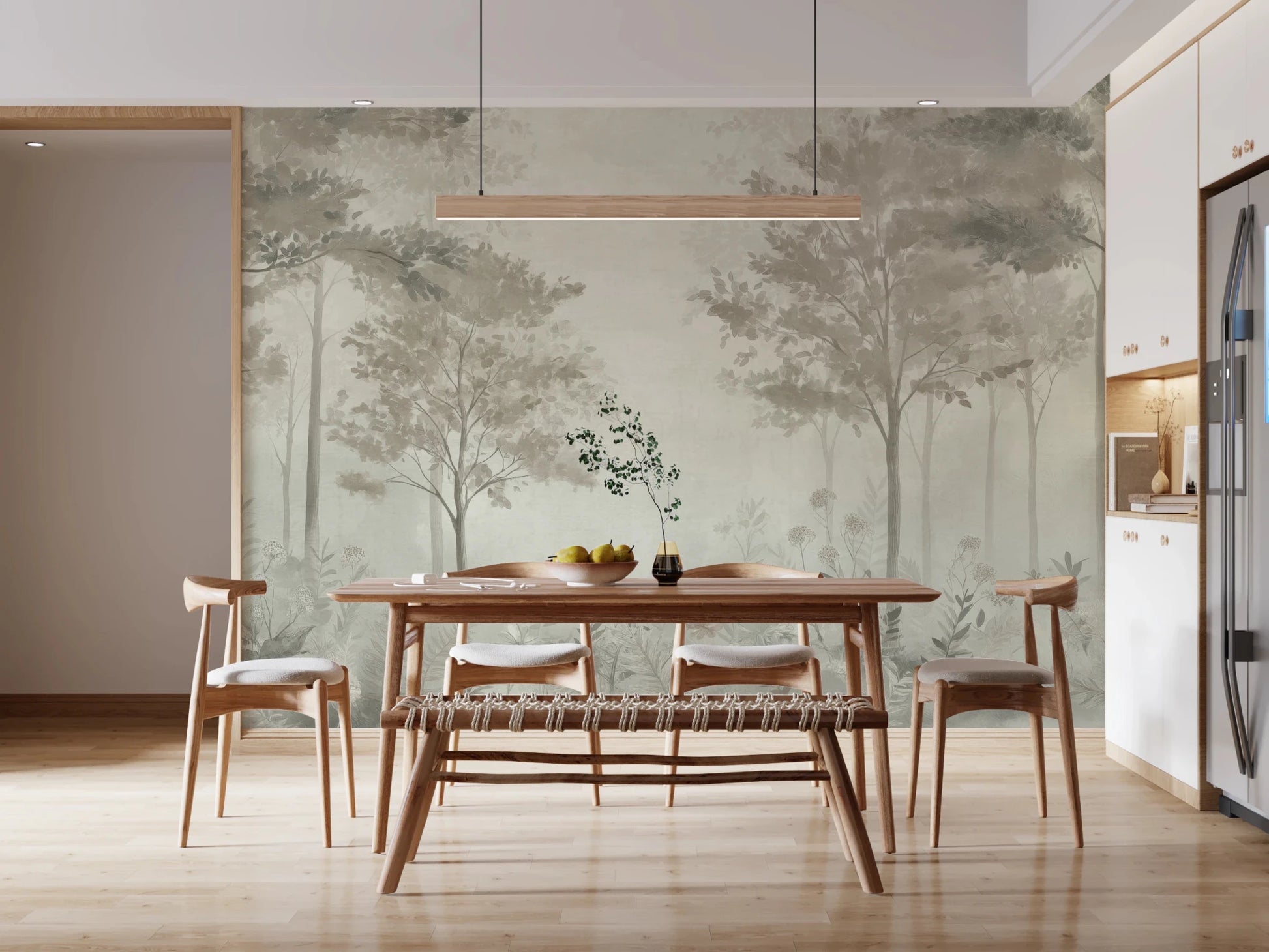 Scandinavian forest – Dusty Green Wall Mural