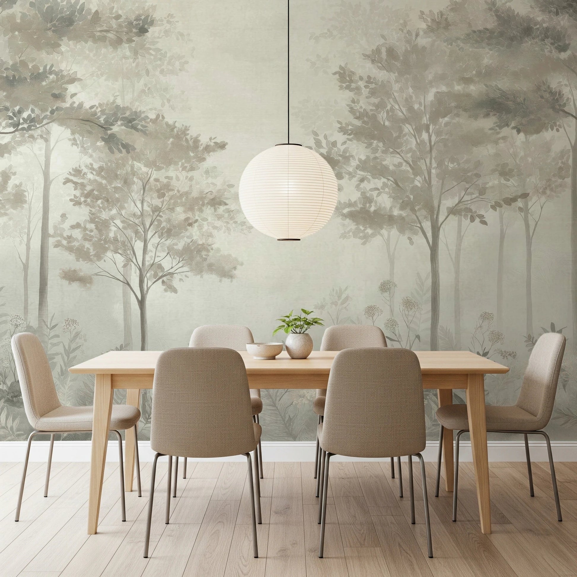 Scandinavian forest – Dusty Green Wall Mural