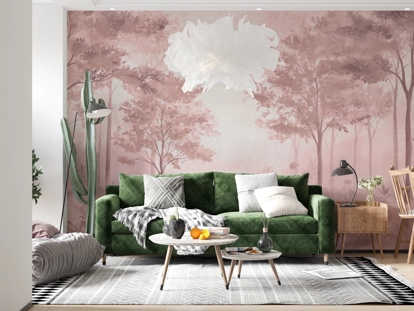 Scandinavian forest – Dusty Rose Wall Mural