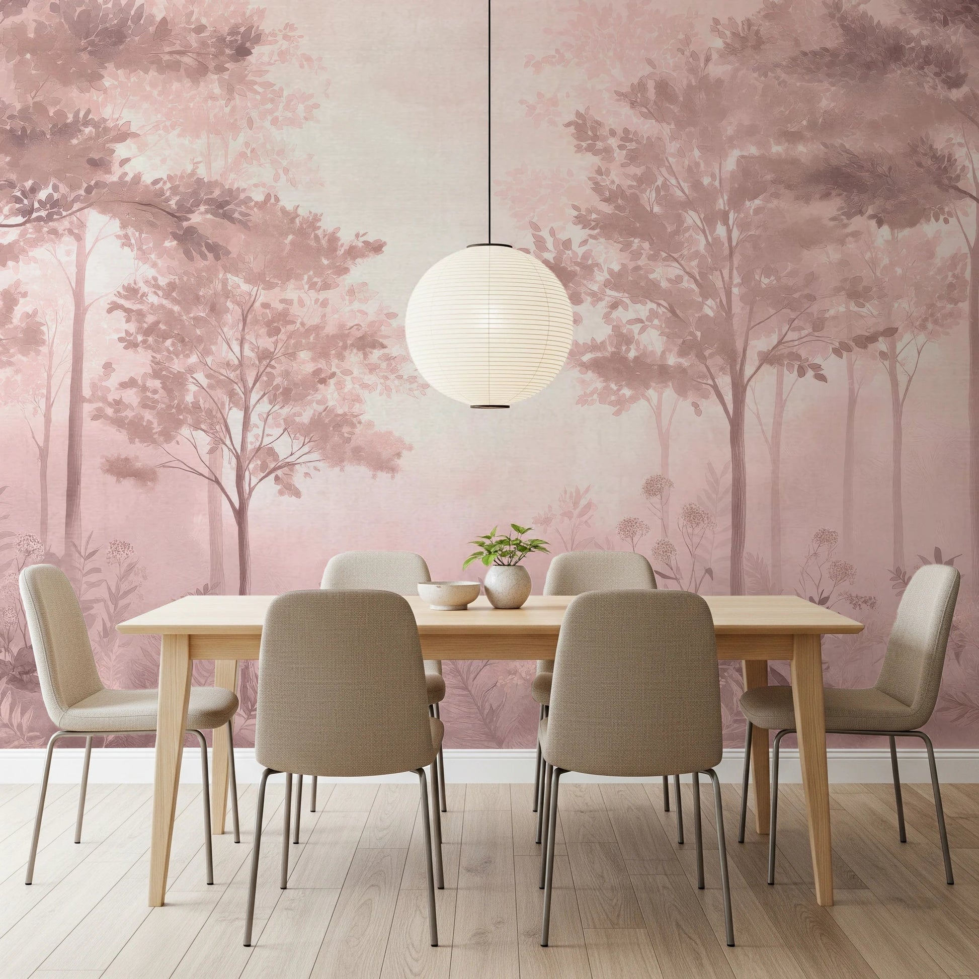Scandinavian forest – Dusty Rose Wall Mural