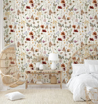 The wallpaper shows a hand-painted floral scene.

