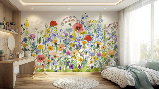 The mural has soft and gentle colors.

