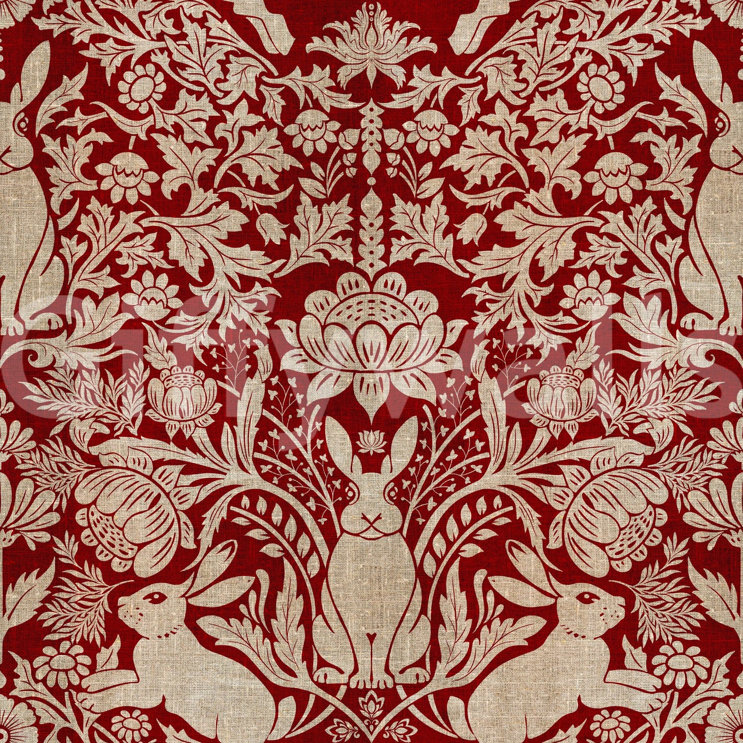 Scarlet Bloom & Bunny Wallpaper⁠