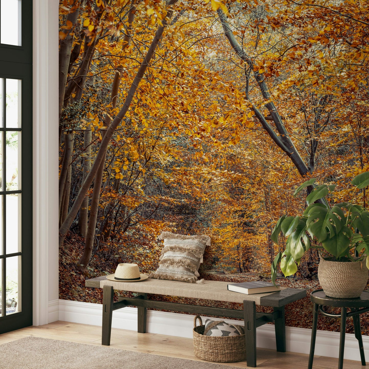 Scenic Woodland Path in Fall Wall Mural