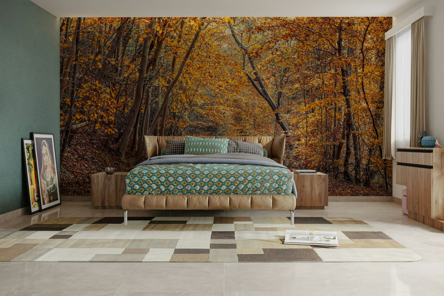 Scenic Woodland Path in Fall Wall Mural