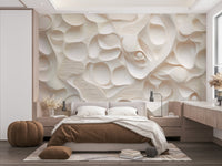 A wall mural of a sculpted canvas.

