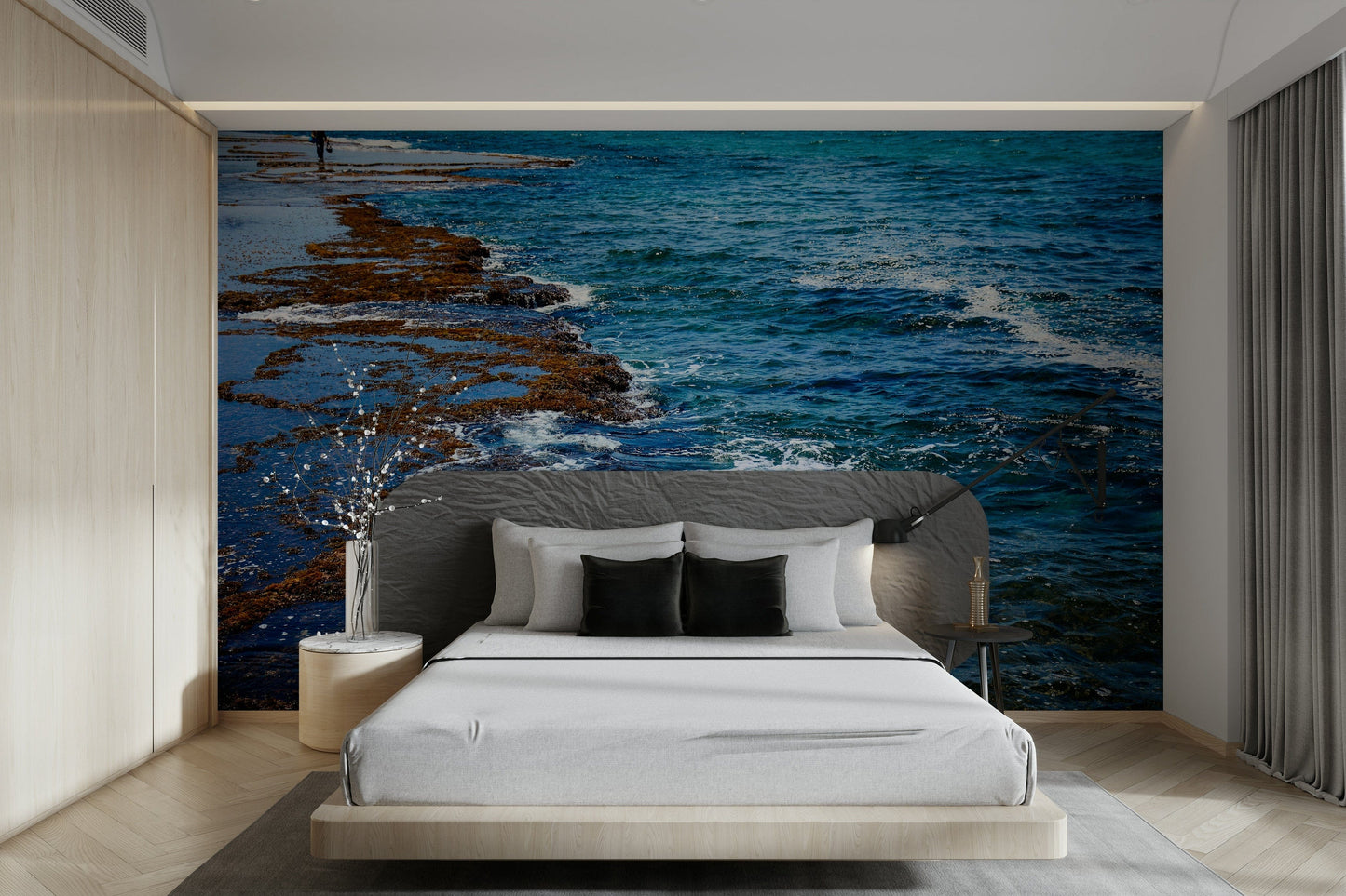 A classic beach scene wallpaper for walls.

