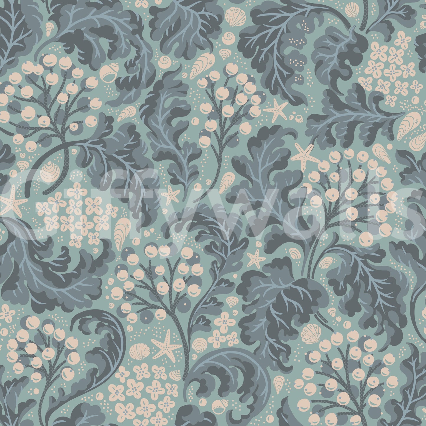 Sea Kale - Aquatic Turquoise Wallpaper⁠