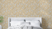 Sea kale wallpaper in warm ochre yellow tones

